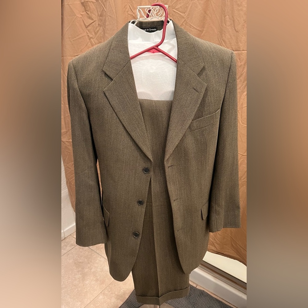 Yves Saint Laurent Brown Suit with Notched Lapels
